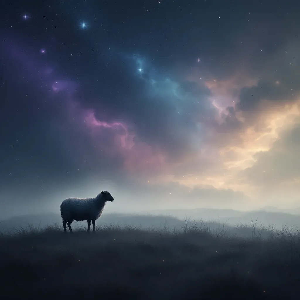 Gri Koyun — Koyun sembolünün gri koyun varyantını temsil eden cosmic mini görsel.