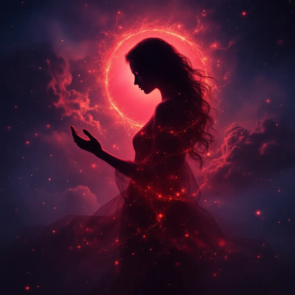 Kırmızı Annenin Görünmesi — Anne ile Konuşmak sembolünün kırmızı annenin görünmesi varyantını temsil eden cosmic mini görsel.