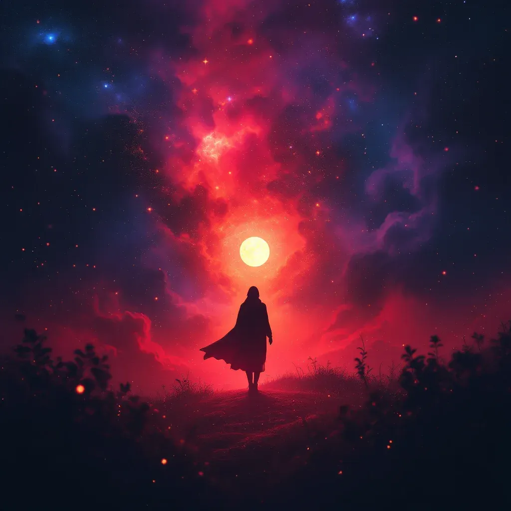 Kırmızı Erkek Olmak — Kadınken Erkek Olduğunu sembolünün kırmızı erkek olmak varyantını temsil eden cosmic mini görsel.