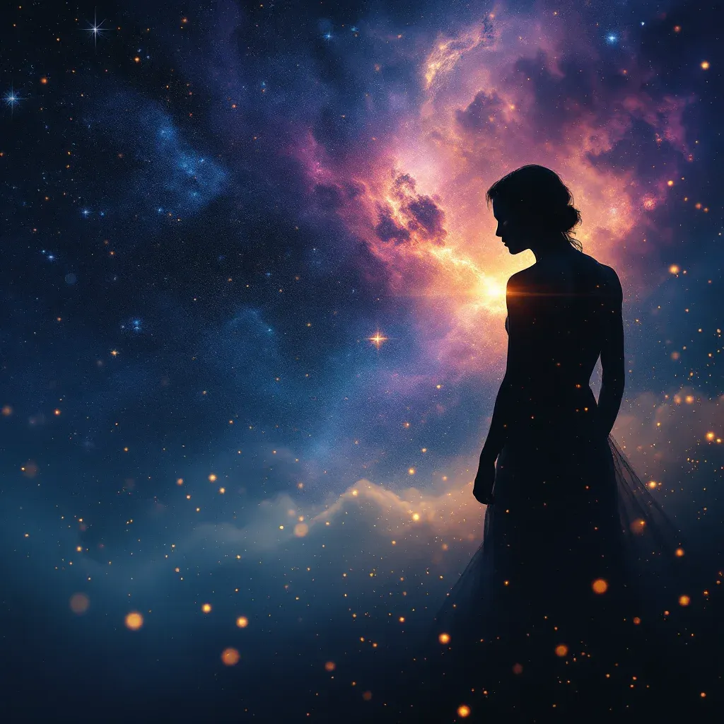 Persönliche Perspektive — kleines kosmisches Bild, das die persönliche Variante des M-Symbols darstellt.