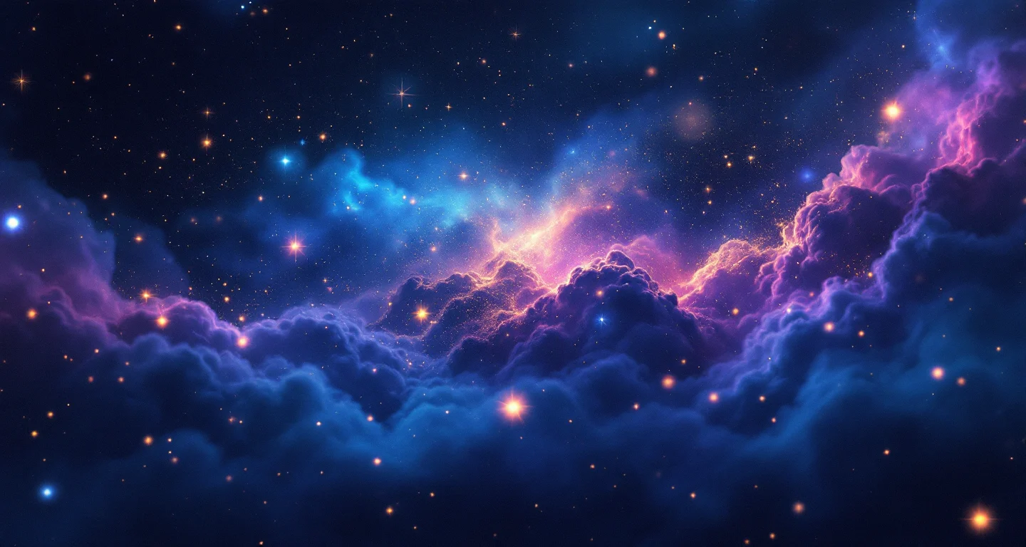 Rüyada Anne ile Konuşmak sembolünü temsil eden, mor-magenta bulutsu ve altın yıldızlardan oluşan atmosferik rüya sahnesi.