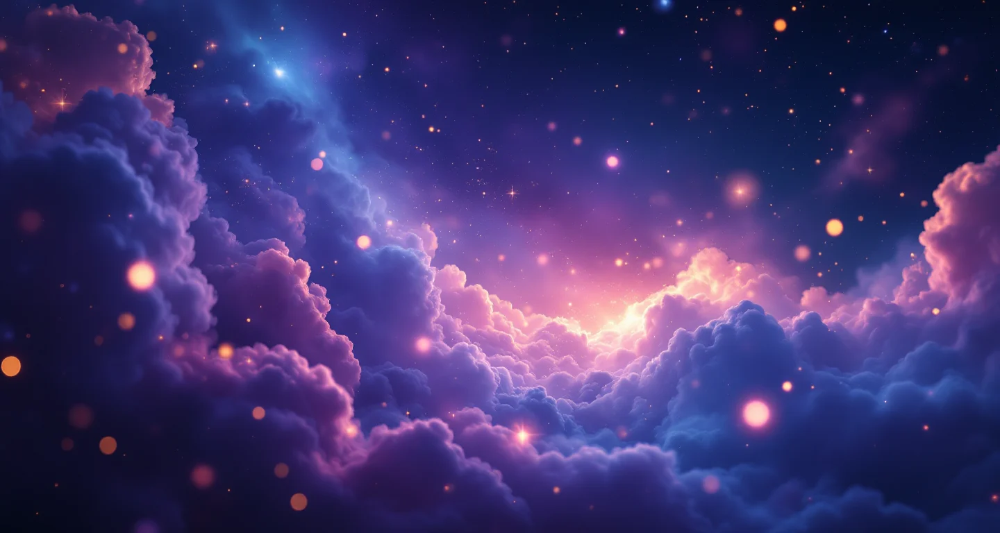 Rüyada Anne Kızın Kavga Etmesi Görmek sembolünü temsil eden, mor-magenta bulutsu ve altın yıldızlardan oluşan atmosferik rüya sahnesi.