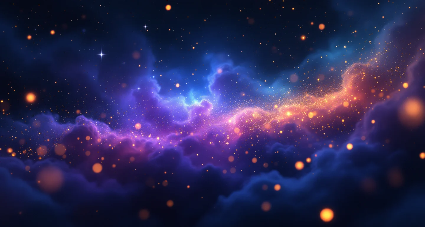 Rüyada Arabanın Şoförsüz Gitmesi sembolünü temsil eden, mor-magenta bulutsu ve altın yıldızlardan oluşan atmosferik rüya sahnesi.
