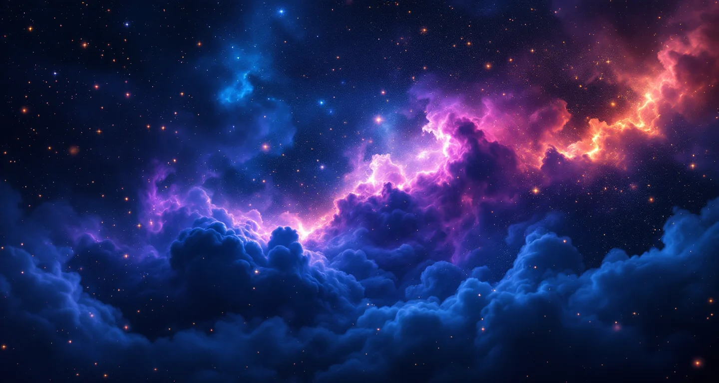 Rüyada Başkasının Kirli Çamaşırlarını Görmek sembolünü temsil eden, mor-magenta bulutsu ve altın yıldızlardan oluşan atmosferik rüya sahnesi.