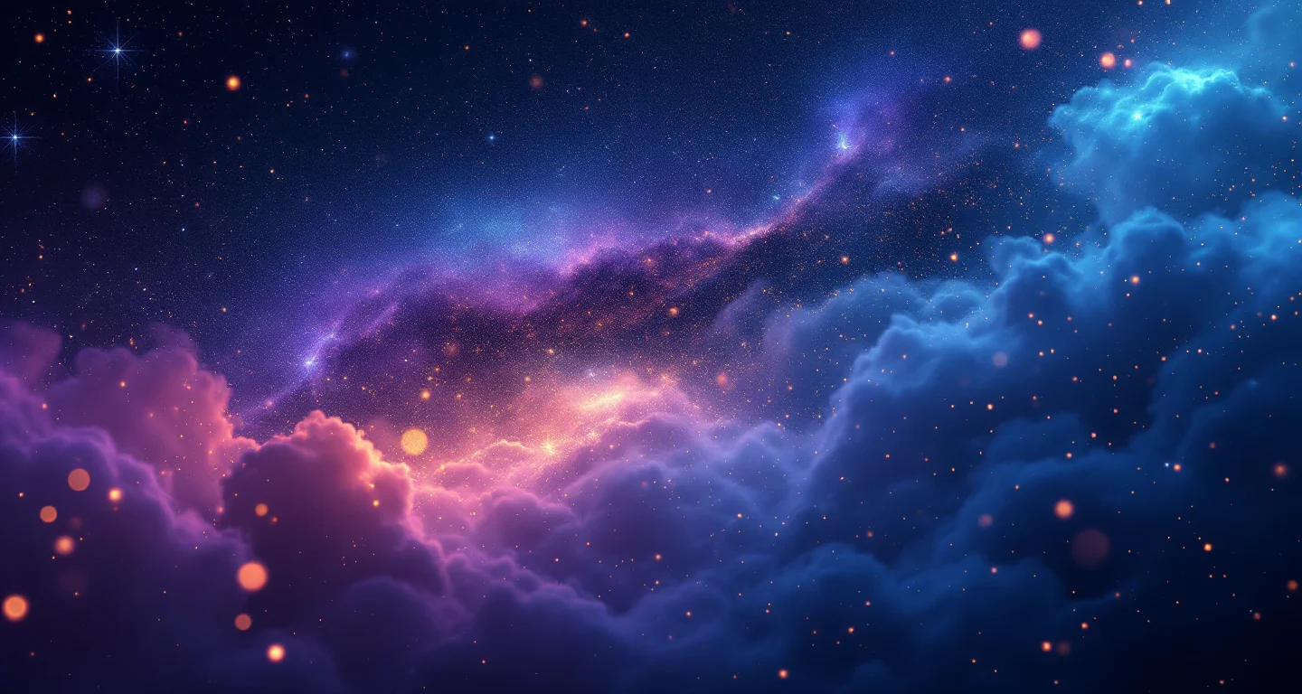 Rüyada Belinden Ameliyat Olduğunu Görmek sembolünü temsil eden, mor-magenta bulutsu ve altın yıldızlardan oluşan atmosferik rüya sahnesi.