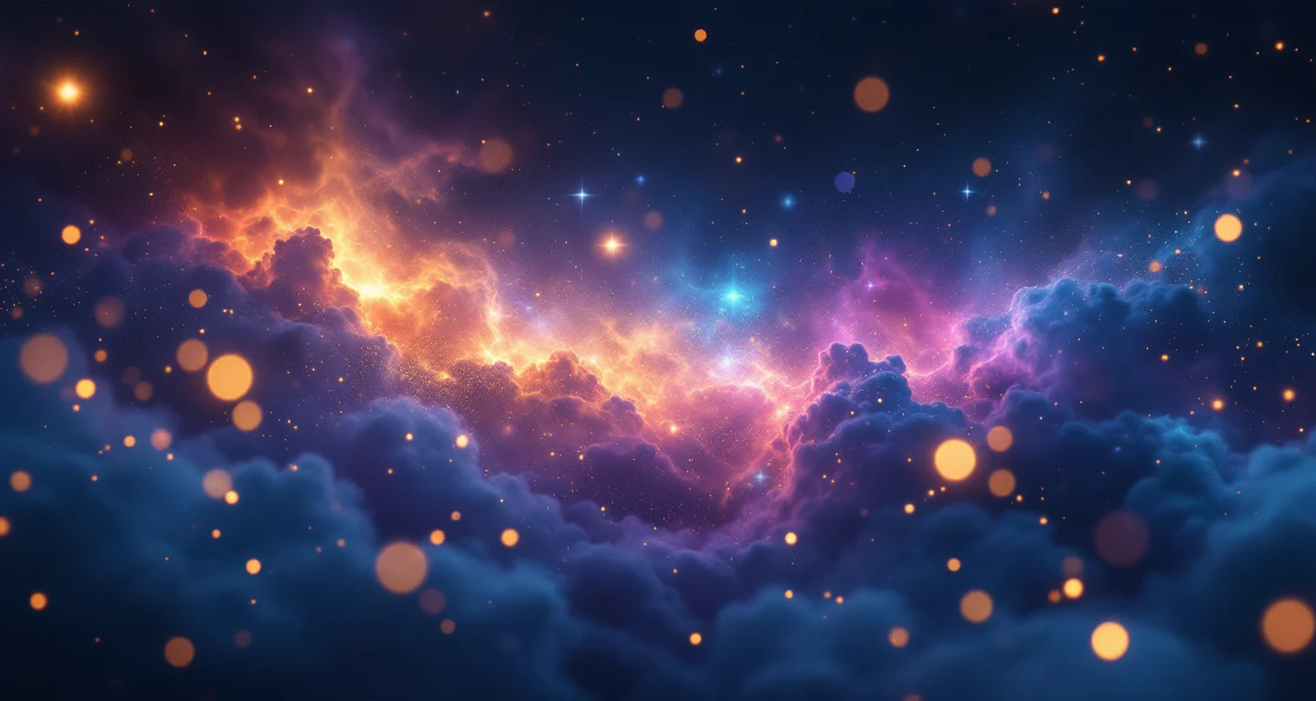 Rüyada Birinin Sana Taş Attığını Görmek sembolünü temsil eden, mor-magenta bulutsu ve altın yıldızlardan oluşan atmosferik rüya sahnesi.