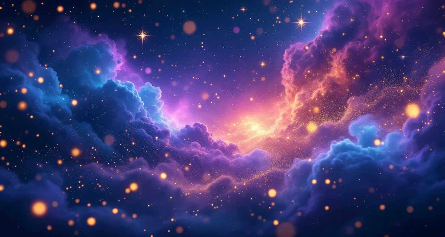 Rüyada Birinin Sana Tükürmesi Görmek sembolünü temsil eden, mor-magenta bulutsu ve altın yıldızlardan oluşan atmosferik rüya sahnesi.