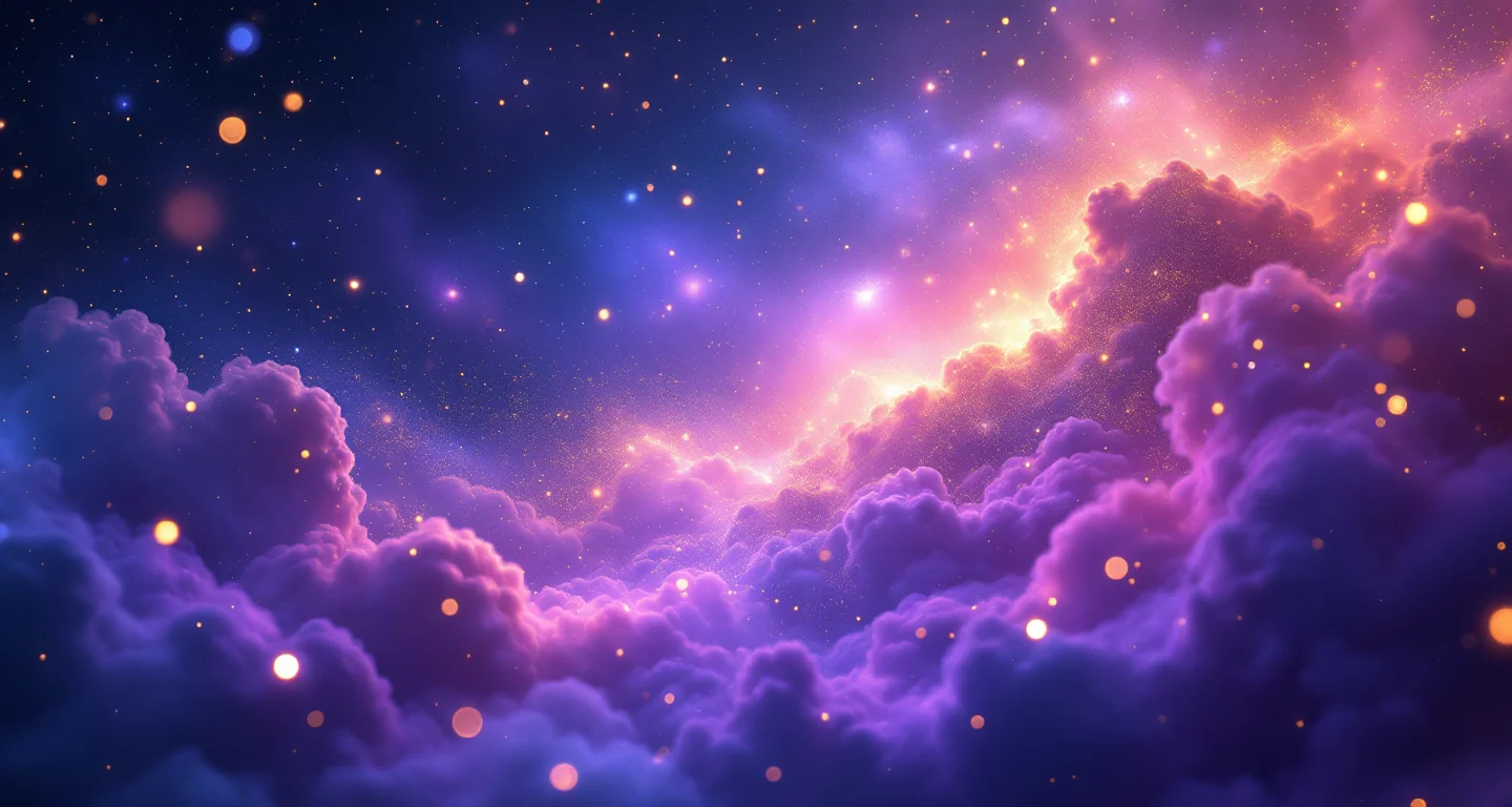 Rüyada Birinin Sana Uyuşturucu Vermesi sembolünü temsil eden, mor-magenta bulutsu ve altın yıldızlardan oluşan atmosferik rüya sahnesi.