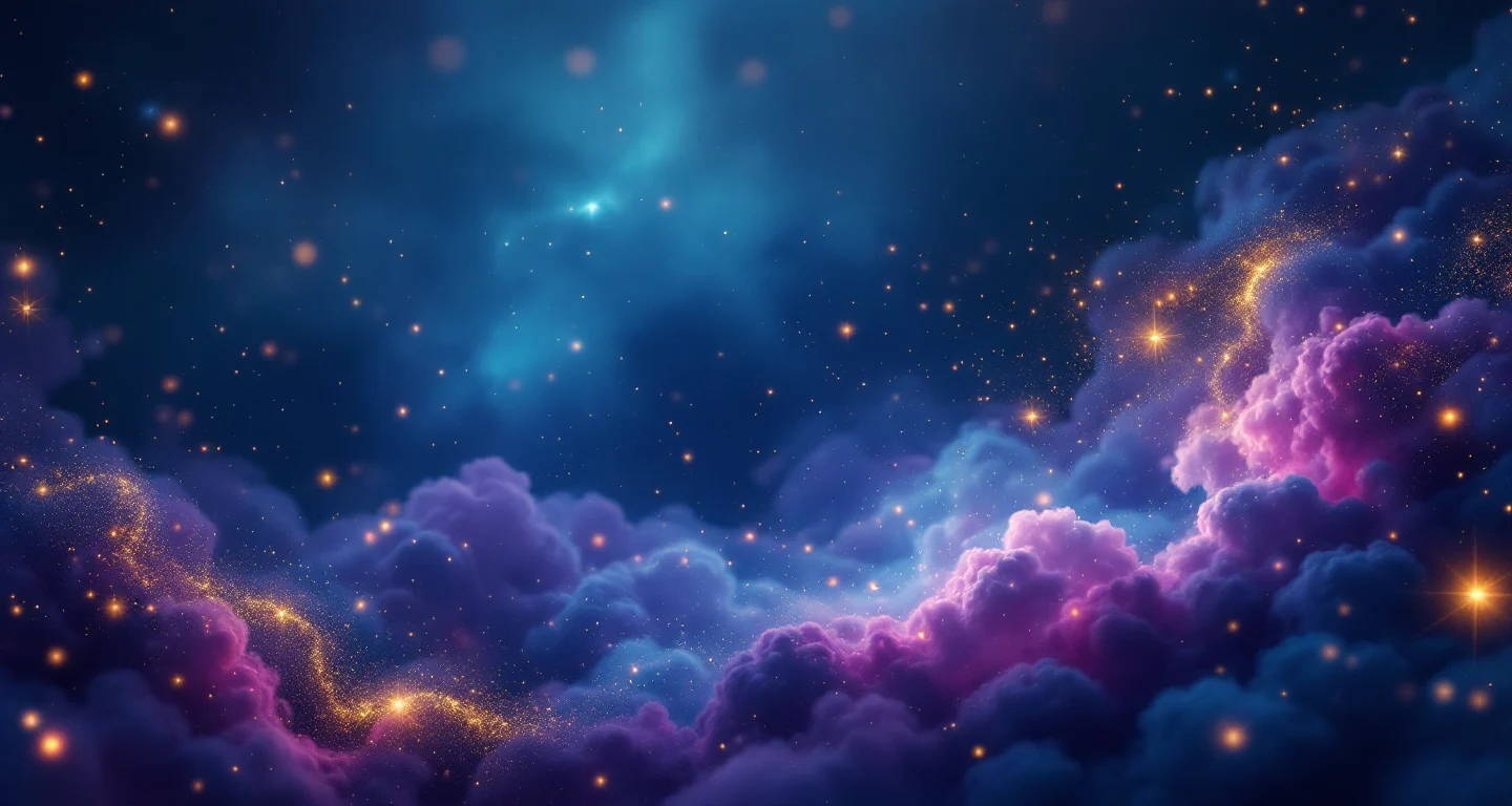Rüyada Burun Ameliyatı Olduğunu Görmek sembolünü temsil eden, mor-magenta bulutsu ve altın yıldızlardan oluşan atmosferik rüya sahnesi.