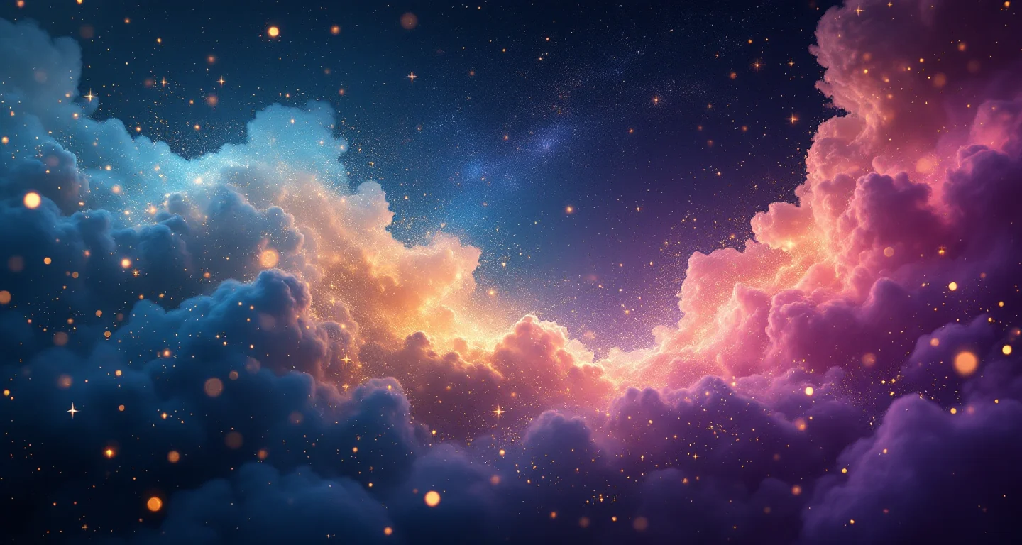 Rüyada Çocuğunun Denize Düştüğünü Görmek ve Kurtarmak sembolünü temsil eden, mor-magenta bulutsu ve altın yıldızlardan oluşan atmosferik rüya sahnesi.