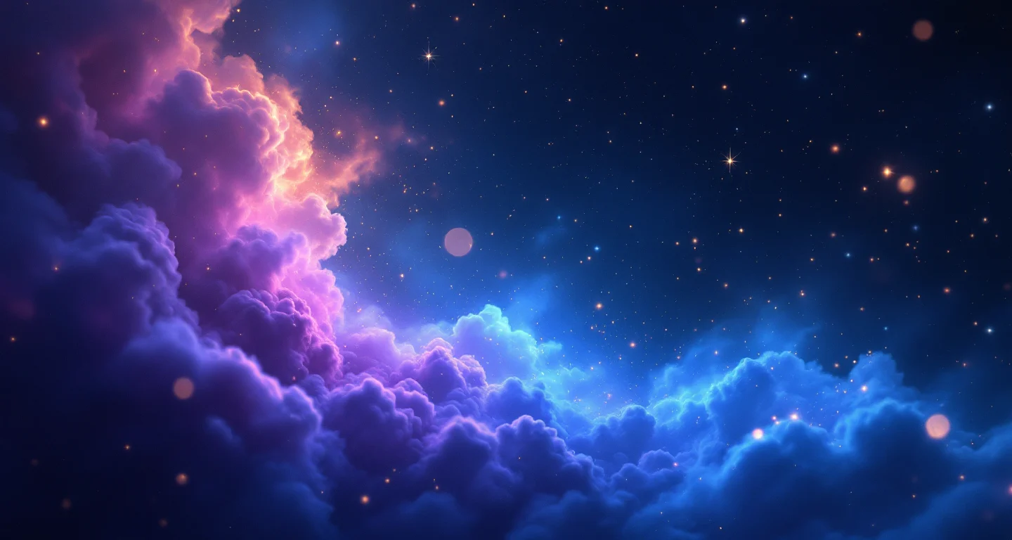 Rüyada Ekmek Almak sembolünü temsil eden, mor-magenta bulutsu ve altın yıldızlardan oluşan atmosferik rüya sahnesi.