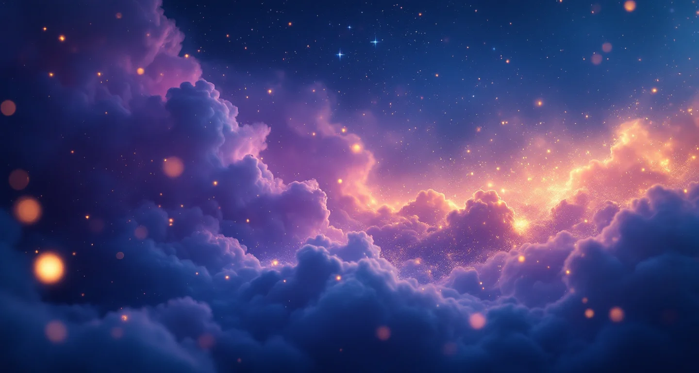 Rüyada Ekmek Görmek sembolünü temsil eden, mor-magenta bulutsu ve altın yıldızlardan oluşan atmosferik rüya sahnesi.