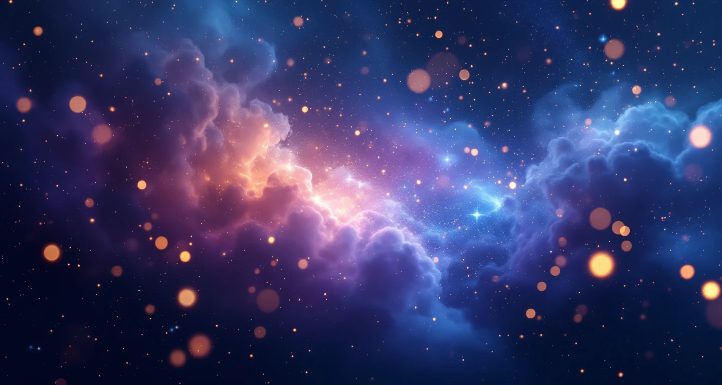 Rüyada Kafada Yara Görmek Diyanet sembolünü temsil eden, mor-magenta bulutsu ve altın yıldızlardan oluşan atmosferik rüya sahnesi.