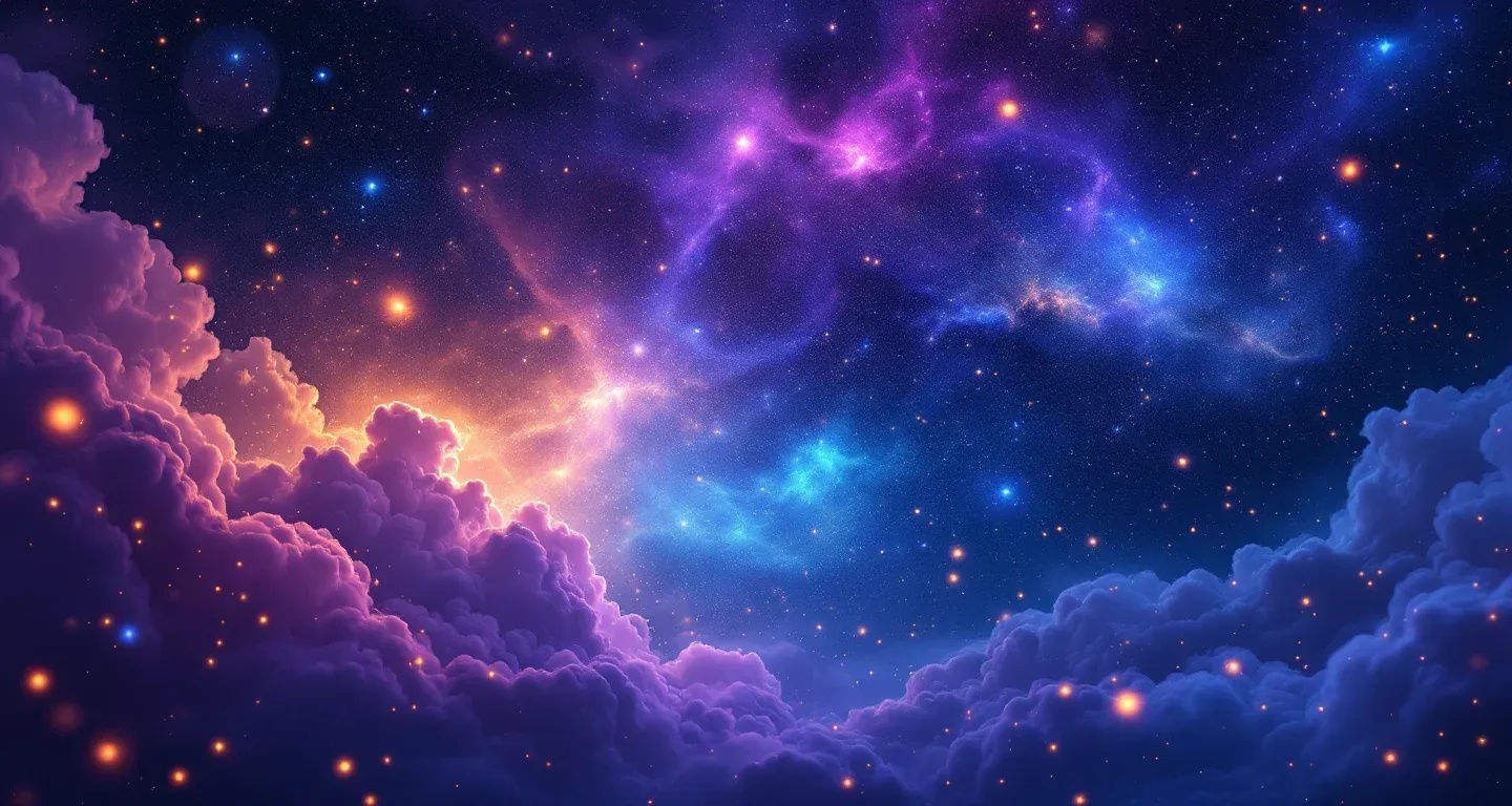 Escena onírica atmosférica con una nebulosa magenta y estrellas doradas que representa el símbolo de ver a un muerto en sudario volver a la vida.