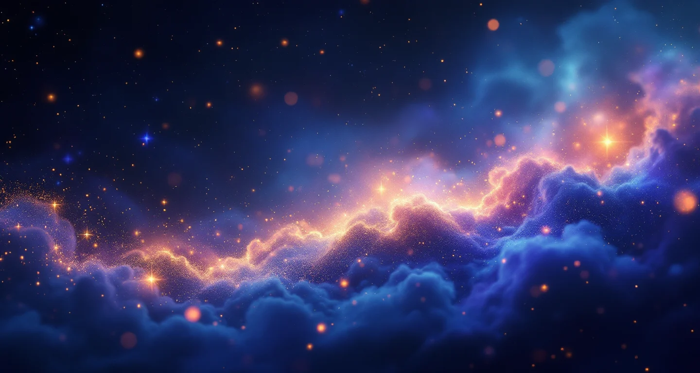 Rüyada Kırmızı Gül Görmek sembolünü temsil eden, mor-magenta bulutsu ve altın yıldızlardan oluşan atmosferik rüya sahnesi.