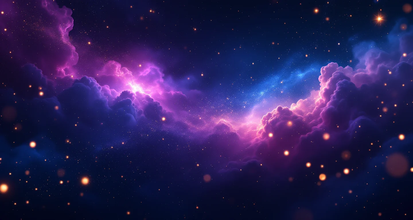 Rüyada Kız Çocuğuna Sarılıp Ağlamak sembolünü temsil eden, mor-magenta bulutsu ve altın yıldızlardan oluşan atmosferik rüya sahnesi.