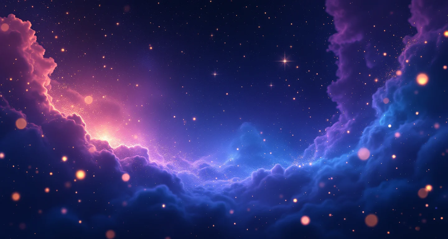 Rüyada Koltuk Altı Kılı Uzadığını Görmek sembolünü temsil eden, mor-magenta bulutsu ve altın yıldızlardan oluşan atmosferik rüya sahnesi.