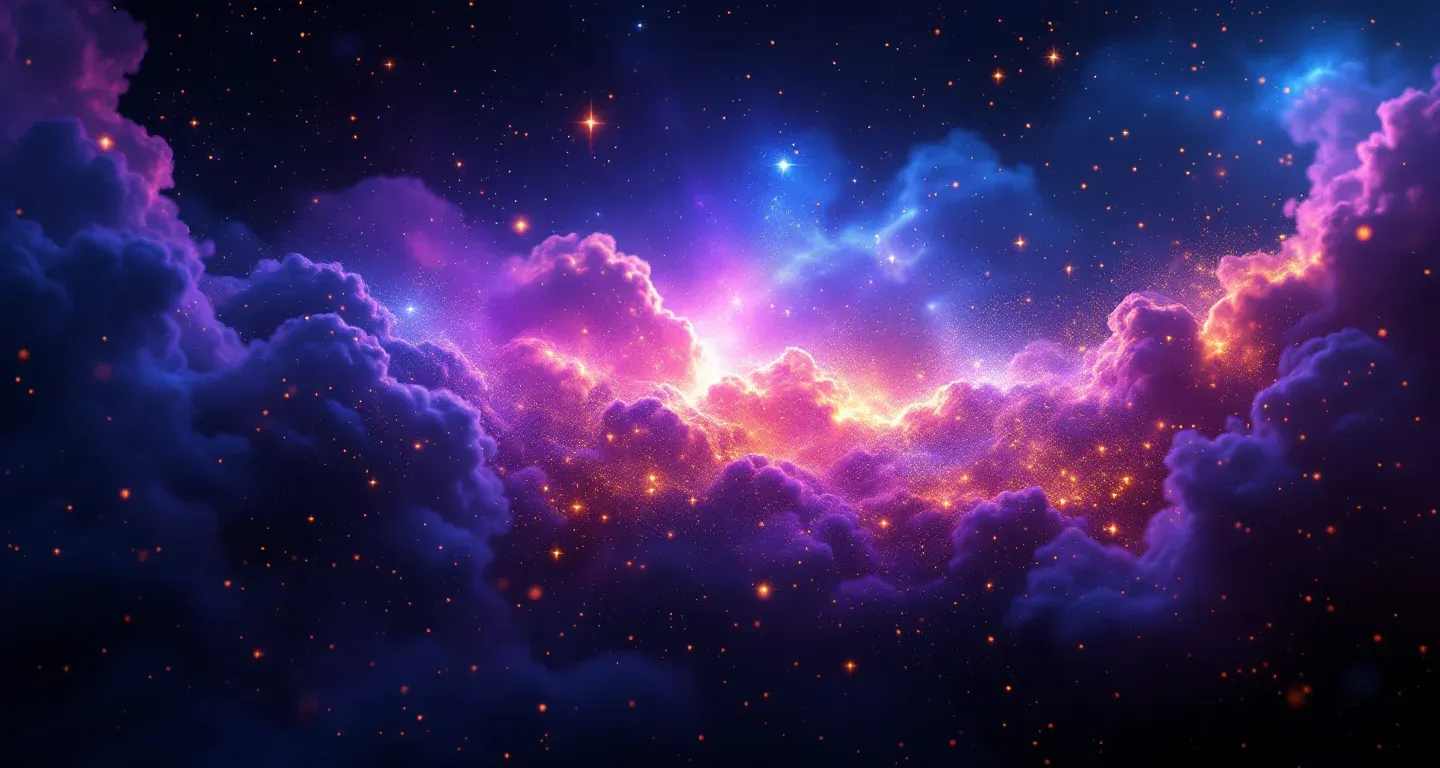 Escena onírica atmosférica con nubes morado-magenta y estrellas doradas que representa el símbolo de beber rakı en sueños.