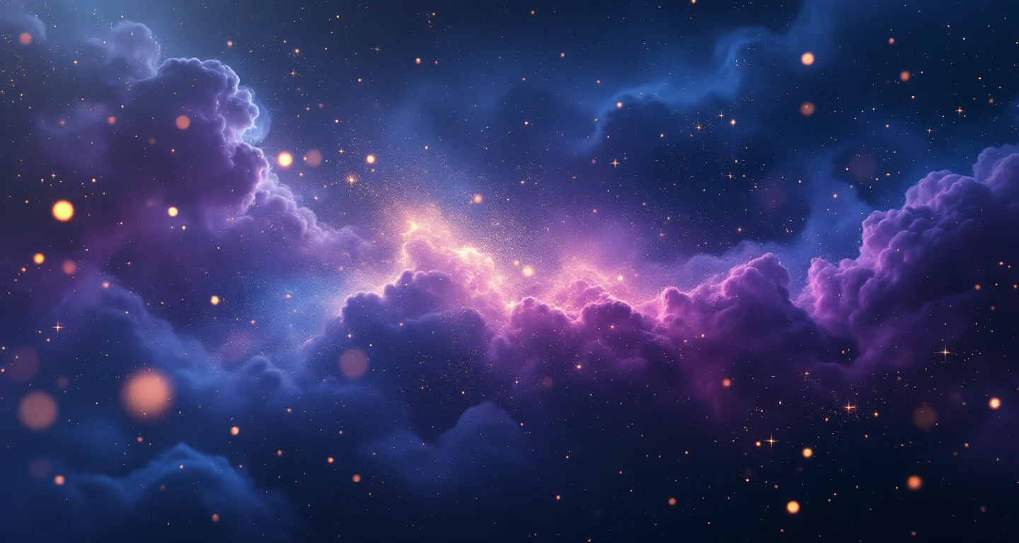 Rüyada Rüya Tabirleri Ihya Org Görmek sembolünü temsil eden, mor-magenta bulutsu ve altın yıldızlardan oluşan atmosferik rüya sahnesi.