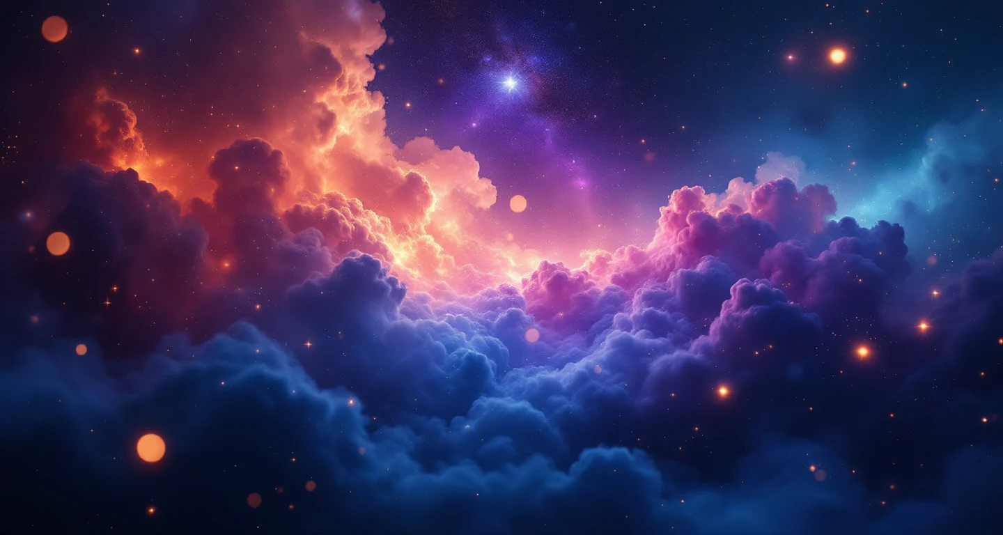 Rüyada Terliğinin Tekini Kaybetmek sembolünü temsil eden, mor-magenta bulutsu ve altın yıldızlardan oluşan atmosferik rüya sahnesi.
