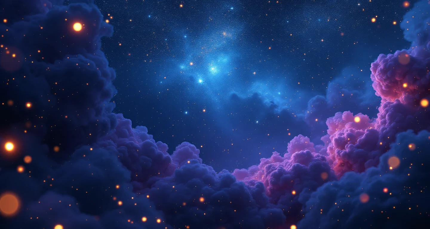 Rüyada Terlik Görmek sembolünü temsil eden, mor-magenta bulutsu ve altın yıldızlardan oluşan atmosferik rüya sahnesi.