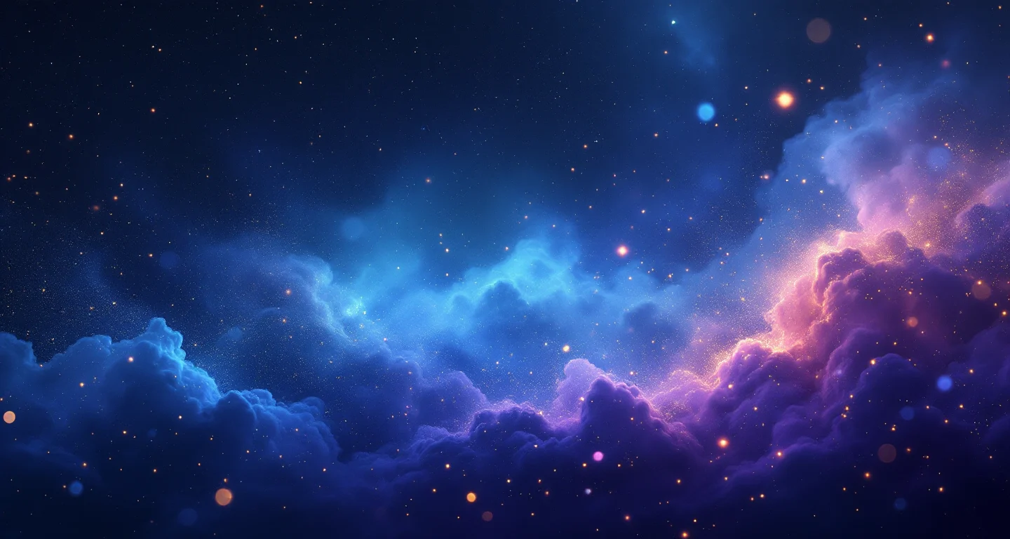 Rüyada Üzerine İdrar Sıçraması Görmek sembolünü temsil eden, mor-magenta bulutsu ve altın yıldızlardan oluşan atmosferik rüya sahnesi.