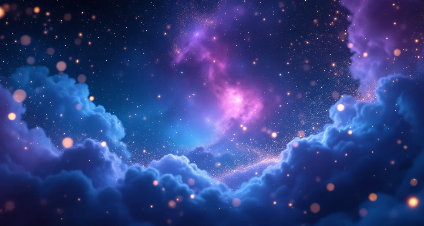 Rüyada ruyatabirleri com Görmek sembolünü temsil eden, mor-magenta bulutsu ve altın yıldızlardan oluşan atmosferik rüya sahnesi.