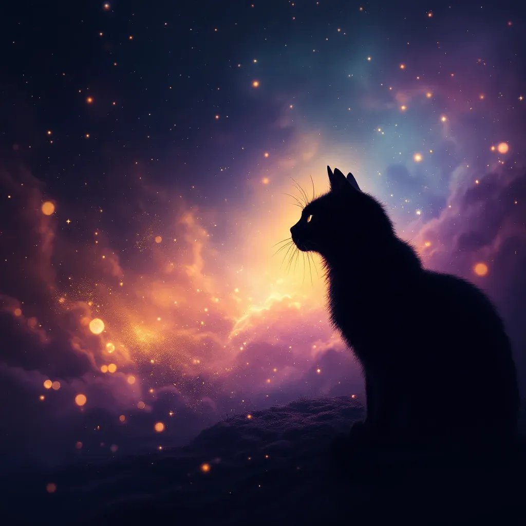 Siyah Kedi — Kedi Görmek İhya sembolünün siyah kedi varyantını temsil eden cosmic mini görsel.