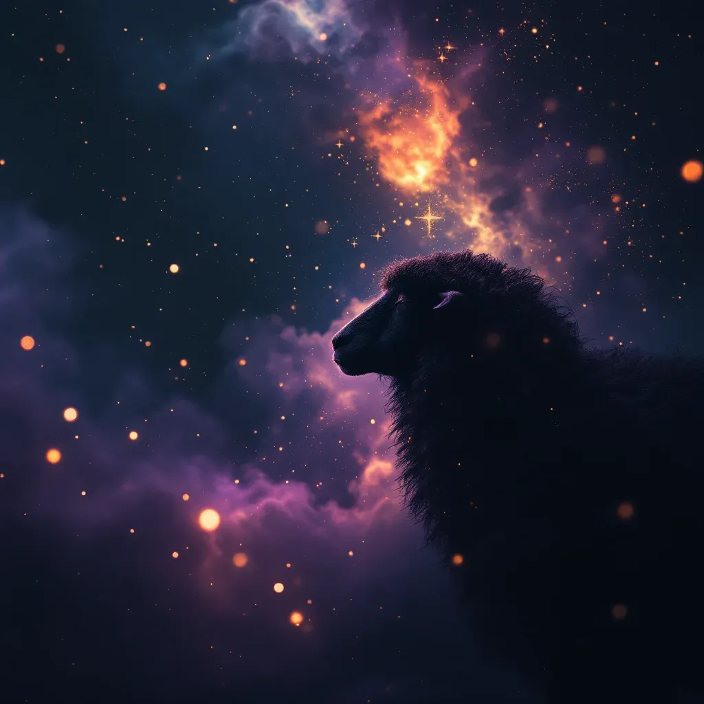 Siyah Koyun — Koyun sembolünün siyah koyun varyantını temsil eden cosmic mini görsel.